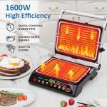 SUNVIVIPRO 3-in-1 Indoor Grill & Griddle: 180° Flat Opening, Preset Menu, 1600W Electric Panini Press Sandwich Maker with Locking Lid, Removable Non-stick Plates, Easy to Clean, Black