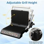 SUNVIVIPRO 3-in-1 Indoor Grill & Griddle: 180° Flat Opening, Preset Menu, 1600W Electric Panini Press Sandwich Maker with Locking Lid, Removable Non-stick Plates, Easy to Clean, Black