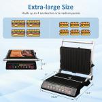 SUNVIVIPRO 3-in-1 Indoor Grill & Griddle: 180° Flat Opening, Preset Menu, 1600W Electric Panini Press Sandwich Maker with Locking Lid, Removable Non-stick Plates, Easy to Clean, Black