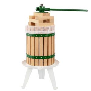 CAELUM Fruit Wine Press, 1.6 Gallon Wood Fruit and Cider Press Squeezer With T-Handle, Juice Maker, Wine Making Press Squeezer for Outdoor, Kitchen（Green）