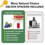 CAELUM Fruit Wine Press, 1.6 Gallon Wood Fruit and Cider Press Squeezer With T-Handle, Juice Maker, Wine Making Press Squeezer for Outdoor, Kitchen（Green）