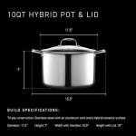 HexClad Hybrid Nonstick 10-Quart Stockpot with Tempered Glass Lid, Stay-Cool Handles, Dishwasher-Friendly, Oven-Safe Up to 900°F, Induction Ready, Compatible with All Cooktops