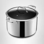 HexClad Hybrid Nonstick 10-Quart Stockpot with Tempered Glass Lid, Stay-Cool Handles, Dishwasher-Friendly, Oven-Safe Up to 900°F, Induction Ready, Compatible with All Cooktops
