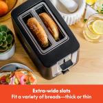 bella 2 Slice Toaster with Auto Shut Off, Extra Wide Slots & Removable Crumb Tray and Cancel, Defrost & Reheat Function, Toast Bread, Bagel & Waffle, Black