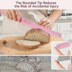 CoquusAid 2025 Upgrade Bread Knife for Homemade Bread, World‘s 1st Double Serrated Knife with 5 Thickness Adjustable Slicing Guide, Stainless Steel Bread Cutter, Razor Sharp for Sourdough, Pink