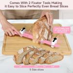 CoquusAid 2025 Upgrade Bread Knife for Homemade Bread, World‘s 1st Double Serrated Knife with 5 Thickness Adjustable Slicing Guide, Stainless Steel Bread Cutter, Razor Sharp for Sourdough, Pink
