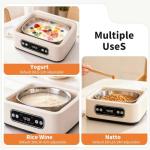 Yogurt Maker with Timer and Temperature Control, Fully Automatic for Home Use. Perfect for Making Greek Yogurt and Probiotic Yogurt, Equipped with an Automatic Shut-off Function