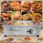 Dyna-Living Commercial Electric Griddle 22'' Flat Top Grill Countertop 3000W Stainless Steel Electric Griddle Nonstick Commercial Flat Top Griddle Countertop Grills, 122°F-572°F Temp Adjustable