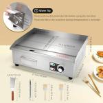 Dyna-Living Commercial Electric Griddle 22'' Flat Top Grill Countertop 3000W Stainless Steel Electric Griddle Nonstick Commercial Flat Top Griddle Countertop Grills, 122°F-572°F Temp Adjustable