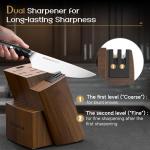 Astercook Knife Set, Kitchen Knives Set with Block and Dual Sharpener Full Tang 15 Pcs German Stainless Steel Knives Sharp Blade Dishwasher Safe Knife Set with Ergonomic Handle, Elegant Black