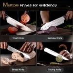 Astercook Knife Set, Kitchen Knives Set with Block and Dual Sharpener Full Tang 15 Pcs German Stainless Steel Knives Sharp Blade Dishwasher Safe Knife Set with Ergonomic Handle, Elegant Black