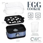 COOK WITH COLOR 6-Egg Capacity Egg Cooker – For Soft, Medium, Or Hard-Boiled Eggs, Rapid Cook Time, Auto Shut-Off & Boil-Dry Protection – Includes Tray, Measuring Cup & Lid – 210W Egg Maker, Navy