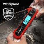 Professional 0.5 Sec Instant Read Meat Thermometer Digital, NIST Certified ±0.5℉ Accuracy, Auto Rotate Large LCD Display, 100% Waterproof Cooking Thermometer for Baking Grill BBQ Smoker Oven, Red