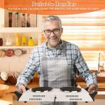 Electric Countertop Double Burner, 2000W Cooktop with Cast Iron Hot Plate & Stay Cool Handles, 5 Level Temperature Control, Easy to Clean, Indicator Lights, Cooking Stove for Office Home Camping RV