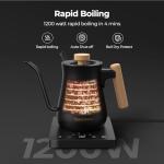 Narcissus P9 Gooseneck Electric Kettle with ±1℉ Temperature Control Function, 1200 Watt Rapid Boiling in 4 Mins, Max 6 Hours Keeping Warm, 304 Stainless Steel Interior - BPA Free, Black