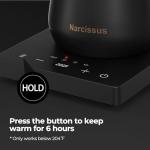 Narcissus P9 Gooseneck Electric Kettle with ±1℉ Temperature Control Function, 1200 Watt Rapid Boiling in 4 Mins, Max 6 Hours Keeping Warm, 304 Stainless Steel Interior - BPA Free, Black