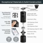 Manual Coffee Grinder by Alpaca Ventures - Stainless Steel Conical Burr Coffee Grinder Manual with Adjustable Setting Double Bearing Hand Espresso Grinder Perfect for Home, Office and Camping