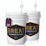 Great Fermentations - 2 Pack 6.5 Gallon Fermenting Buckets with Lids and Handles - BPA-Free Food Grade Fermentation Bucket with Airlocks - Reusable Brewing Containers for Home Brewing Enthusiasts