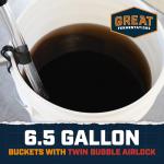 Great Fermentations - 2 Pack 6.5 Gallon Fermenting Buckets with Lids and Handles - BPA-Free Food Grade Fermentation Bucket with Airlocks - Reusable Brewing Containers for Home Brewing Enthusiasts