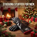 RAPICCA 932°F Heat Resistant BBQ Grill Gloves: Oil Resistant Waterproof for Smoking Grilling Cooking Barbecue Deep Frying Turkey Rotisserie Handling Hot Greasy Meat | Great Stocking Stuffers for Men