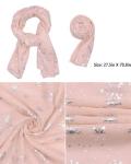 ANKOMINA Women Girls Silver Glitter Shimmer Sparkle Foil Snowflake Print Christmas Scarf Soft Silk Sheer Shawl Wraps