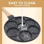 Bobikuke Pancake Pan Induction, Smiley Face Pancake Frying Pan Non Stick, 7 Holes Mini Pancake Maker for Kids 10.4 in - Black