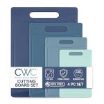 COOK WITH COLOR Non-Slip Cutting Board Set – Kitchen Essentials with Easy Grip Handle for Meat, Veggies, and Fruits, 4 Cutting Boards, Blue-New