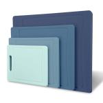 COOK WITH COLOR Non-Slip Cutting Board Set – Kitchen Essentials with Easy Grip Handle for Meat, Veggies, and Fruits, 4 Cutting Boards, Blue-New