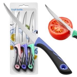 GIroiyai 3 Pack Tomato Knife Set, Serrated Stainless Steel Paring Knives – Ultra-Sharp Tomato Slicers with Non-Slip Handles for Fruits, Veggies & Bread