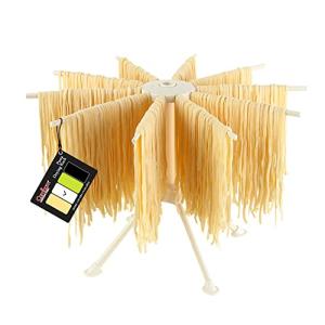 Cambom Collapsible Pasta Drying Rack - Spaghetti Noodle Drying Rack with 10 Bar Handles White
