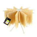 Cambom Collapsible Pasta Drying Rack - Spaghetti Noodle Drying Rack with 10 Bar Handles White