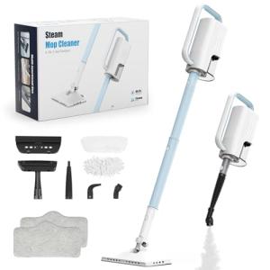 7-in-1 Steam Mop, 1200W Rotated Steam Cleaner for Home, 2 Modes, 400ML Removable Tank, 23FT Cord, 2 Washable Pads, Multi-Surface Steamer for Hard Floor, Laminate Floor, Tiles Cleaning (Peacock Blue)