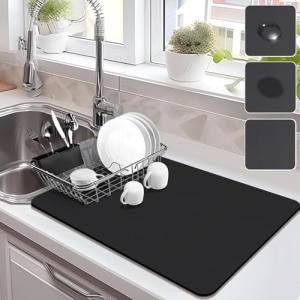 Drying Mat for Kitchen Countertops, Coffee Mat Hide Stain Rubber Backed Absorbent Dish Drying Mat