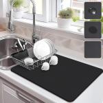 Drying Mat for Kitchen Countertops, Coffee Mat Hide Stain Rubber Backed Absorbent Dish Drying Mat