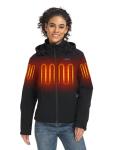 ORORO Women's 5 Heat Zones Dual Control Heated Jacket, Heated Coat with USB-C Rechargeable Battery (Black,XL)