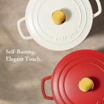 CAROTE Enameled Cast Iron Dutch Oven Pot with Lid, 4 QT Dutch Ovens, Heavy-Duty Cast Iron Pot for Sourdough Bread Baking, Braising, Stews, Roasting, Healthy & Non-Toxic, Dual Handles, All Stovetop Compatible, Oven Safe up to 500° F, Cream White