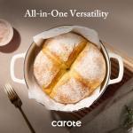 CAROTE Enameled Cast Iron Dutch Oven Pot with Lid, 4 QT Dutch Ovens, Heavy-Duty Cast Iron Pot for Sourdough Bread Baking, Braising, Stews, Roasting, Healthy & Non-Toxic, Dual Handles, All Stovetop Compatible, Oven Safe up to 500° F, Cream White