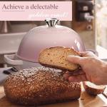 Cast Iron Dutch Oven Pot with Lid, Round Bread Oven for Sourdough Bread Baking, Umite Chef Enameled Cast Iron Bread Oven with Dome Lid & Cotton Potholders for Sourdough, Pink, 6 Quarts