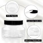 TUZAZO 8 Oz Premium Plastic Tuscany Jars with Lids BPA Free, 12 Pack Empty Sugar Scrub Containers, Round Clear Cosmetic Containers for Body Butter, Lotion, Cream, Gel, Beauty Product