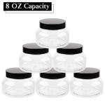 TUZAZO 8 Oz Premium Plastic Tuscany Jars with Lids BPA Free, 12 Pack Empty Sugar Scrub Containers, Round Clear Cosmetic Containers for Body Butter, Lotion, Cream, Gel, Beauty Product