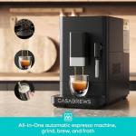 CASABREWS ACAFE Automatic Espresso Machine, 20bar Coffee Maker with Grinder and Milk Frother, Cappuccino Machines for Home or Office, All-in-One Grind and Brew Coffee Maker, Customizable Coffee Volume