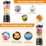 Kourice Personal Size Portable Blender for Shakes & Smoothies, 16oz Mini Small Smoothie Blender with On Go Lid & Sip Lid, 26000RPM Rechargeable Cordless Electric Blender for Travel Gym Office