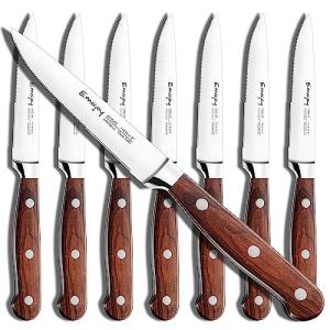 Emojoy 8-Piece German Stainless Steel Steak Knife Set