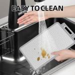 Stainless Steel Cutting Board for Kitchen, Double Sided Chopping Board with lip Non-slip, Scratch-resistant Mesh Design with Grinding Area&Sharpening stone, Dishwasher Safe Easy to Clean (18 * 12in)