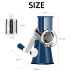 Ourokhome Rotary Cheese Grater Hand Crank, Kitchen Shredder Speed Mandolin Slicer Ice Shaver with Handle and Drum Blades for Cheese, Vegetable, Nuts, Chocolate, Potato, Carrot, 5 Blades, Dark Blue