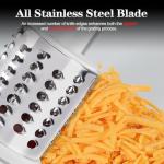 Ourokhome Rotary Cheese Grater Hand Crank, Kitchen Shredder Speed Mandolin Slicer Ice Shaver with Handle and Drum Blades for Cheese, Vegetable, Nuts, Chocolate, Potato, Carrot, 5 Blades, Dark Blue