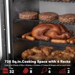 Vertical Electric Pellet Smoker with Cover & Meat Probe, 4-Rack Digital BBQ Electric Smokers, 616 Sq.in, LED Temperature Control, Ribs, Brisket, Chicken