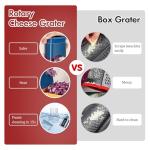 Ourokhome Rotary Cheese Grater Hand Crank, Kitchen Shredder Speed Mandolin Slicer Ice Shaver with Handle and Drum Blades for Cheese, Vegetable, Nuts, Chocolate, Potato, Carrot, 5 Blades, Dark Blue