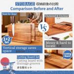 XYJ Acacia Wood Knife Block with Cutting Boards, Dual Magnetic Holder, 2-Piece Chopping Boards (Large & Small), Space-Saving Countertop Organizer, Rustic Kitchen Set without Knives