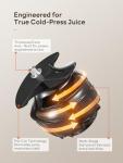 QCen Cold Press Juicer, 5.5” Wide Feed Chute Slow Masticating Juicer Machine for Whole Fruits and Vegetables, Easy to Clean (Gray)